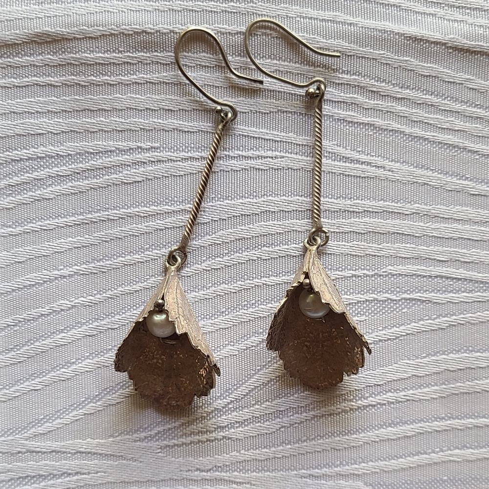 Floral Filigrana Silver Drop Earrings